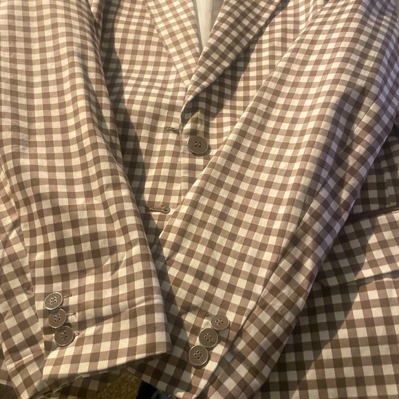 7th Avenue Suiting Plus Size 16 Brown & White Checkered Professional Blazer - Picture 3 of 8